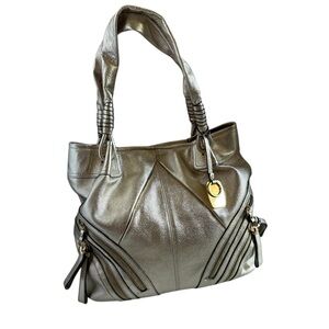 B.Makowsky metallic leather hobo leather
